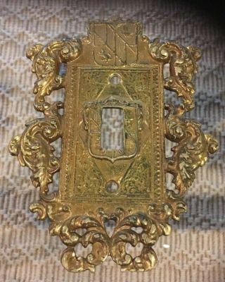 Vintage Brass Ornamental Switch Plate Cover; Virginia Metalcrafters Vm24 - 17 (d)