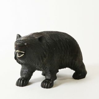 Antique Black Forest Swiss Brienz? Bear Carved Wooden,  Teeth Figurine 6.  5 " Long