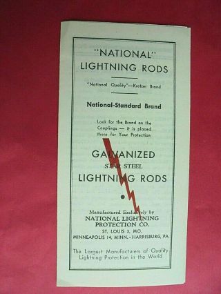 Vintage National / Kretzer Lightning Rods Advertising Brochure