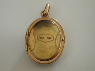 ANTIQUE VICTORIAN ENAMEL MASQUERADE LOCKET GILDED LARGE RHINESTONE LADY PENDANT 3