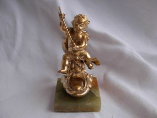 Antique French Gilt Spelter Figure,  Putti,  Xix Century