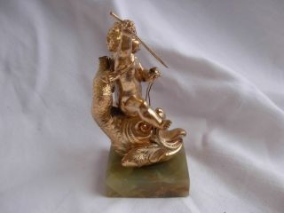 ANTIQUE FRENCH GILT SPELTER FIGURE,  PUTTI,  XIX CENTURY 4