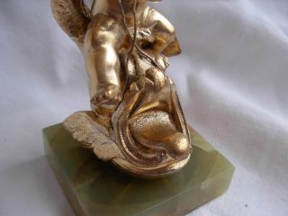 ANTIQUE FRENCH GILT SPELTER FIGURE,  PUTTI,  XIX CENTURY 5