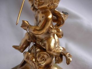 ANTIQUE FRENCH GILT SPELTER FIGURE,  PUTTI,  XIX CENTURY 7