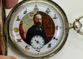 Antique American President James Garfield Masonic pocket Watch by G.  L.  Ames&Bro 5