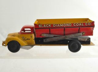 Vintage Antique Wind up Tin Litho Courtland Black Diamond Coal Co Dump Truck 4