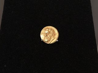 Ancient Greek Gold Coin Of Bearded Man And Beast