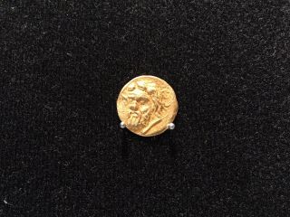 Ancient Greek Gold Coin Of Bearded Man And Beast 3