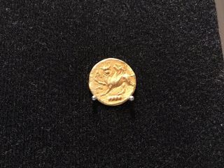 Ancient Greek Gold Coin Of Bearded Man And Beast 4