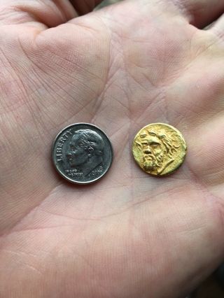 Ancient Greek Gold Coin Of Bearded Man And Beast 5