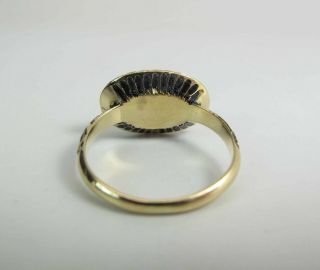 Antique Georgian Enameled 15K Gold 2.  66 Carat Turquoise Cabochon Ring 7