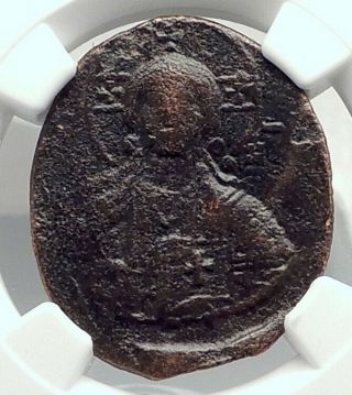 Jesus Christ Class A3 Anonymous Ancient 1020ad Byzantine Follis Coin Ngc I77408