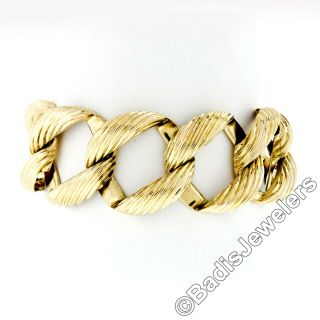 Vintage Large 14k Yellow Gold Grooved 1 