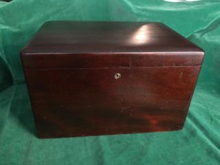Antiq Oak Wood Tea Caddy Cigars Box W Metal Inserts 9 " X 5 " X 5 1/2 " Victorian