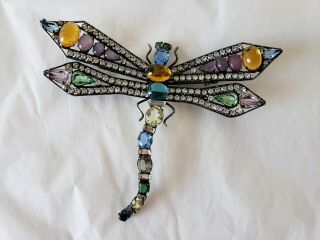 Rare Iradj Moini Stunning Multi Gemstone Dragonfly Pin / Brooch Large