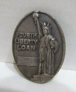 Fourth Liberty Loan Pinback Badge Pin Statue Of Liberty Vintage Wwi Era 4th