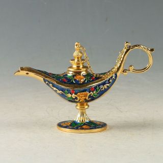 Chinese Exquisite Cloisonne Inlaid Rhinestone Aladdin 