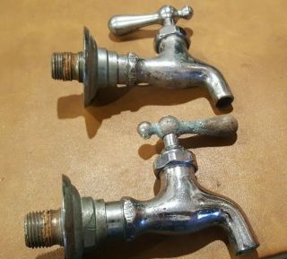 Antique Brass Separate Hot Cold Sink Faucets Vintage Plumbing Knob