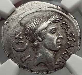 Julius Caesar 44 Bc Authentic Ancient Silver Roman Pedigreed Coin Ngc Ch Xf