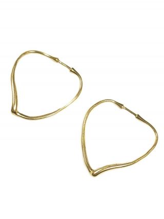 Tiffany & Co.  Elsa Peretti 18k Large Open Heart Hoop Earrings