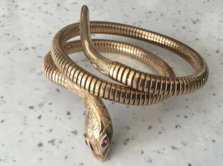Smith And Pepper 9ct Gold Hallmarked Snake Bangle Bracelet Rare Vintage Antique