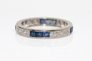 A Stunning Vintage Art Deco Platinum 950 Sapphire & Diamond Eternity Ring 12474