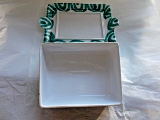 Austria square covered cheese tray/plate Gmundner Keramik Dizzy Green 4