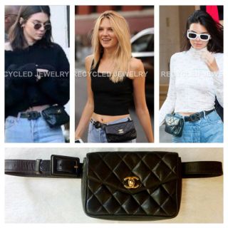 Rare Size 95 Chanel Cc Logo Leather Belt Waist Bag Purse Handbag Fits 34 " - 38 "