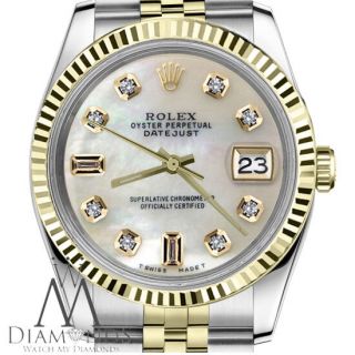 White Pearl Face Rolex 18k Ss 26mm Datejust Mop Mother Of Pearl 8,  2 Diamond Dial
