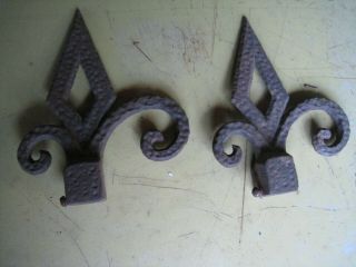 Vintage 2 Hammered Cast Iron Wrought Iron Fence Post Finial