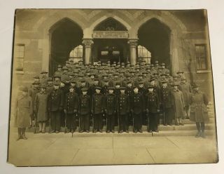 Orig Wwi Photo Of Soldiers & Sailors,  In Front Of Rose Polytechnic Institute 10x8