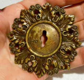 Vintage Old Antique Bronze Double Bit Keyhole Cover Kb Co F540 F 540