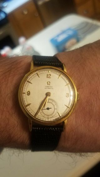 1944 18k Solid Gold Omega Watch Automatic Dial With Wind - Up Movement Watch