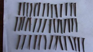 44 Antique Square Nails 1 1/8 " Long Wrought Iron 1800s Salvaged Finish Nail