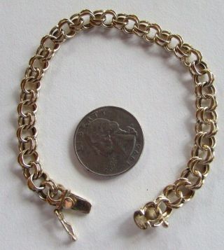 Vintage 14k Gold Double Link Charm Bracelet 7.  5 " - 16 Grams Heavy Gold -