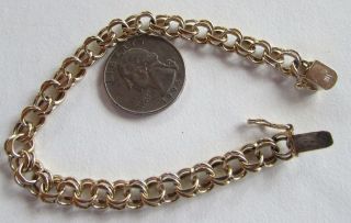 Vintage 14K Gold Double Link Charm Bracelet 7.  5 