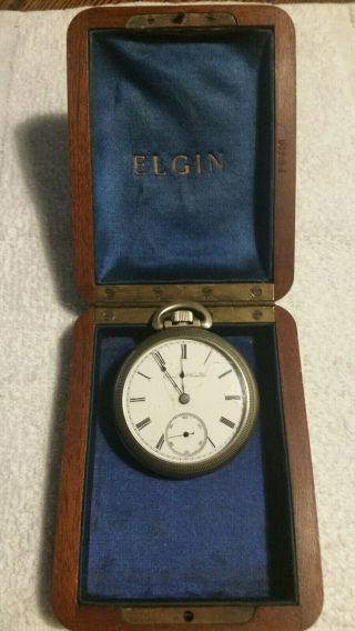 1889 Elgin National Watch Company 18s Pocket Watch And Marked Enwco.  Box.
