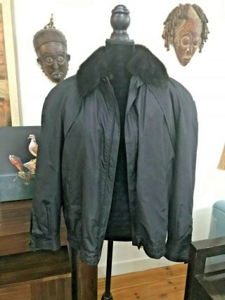 Vintage Zilli Black Windbreaker Jacket With Removable Mink Lining