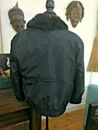 Vintage ZILLI Black Windbreaker Jacket with Removable Mink Lining 3