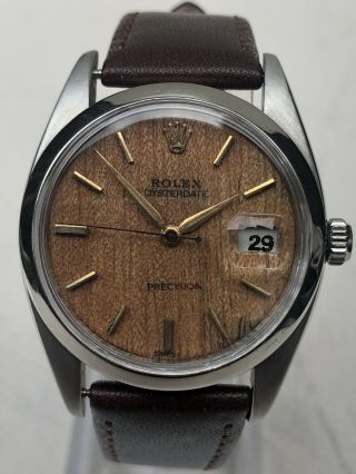 Vintage Rare Rolex Oysterdate Precision Refinished Wooden Dial Ref.  6694