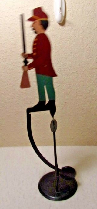 VINTAGE Pendulum Balance Toy SOLDIER RED COAT Metal American Folk Art MILITARY 2