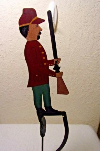 VINTAGE Pendulum Balance Toy SOLDIER RED COAT Metal American Folk Art MILITARY 4