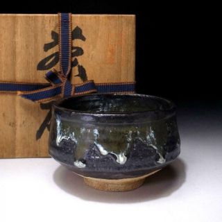 Mh3: Vintage Japanese Pottery Tea Bowl,  Koishiwara Ware,  With Wooden Box