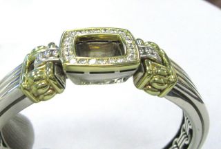 Lagos Caviar Heavy Sterling & 18K Gold Deco Diamond Bracelet - 1.  20 Cts TW 6.  5 