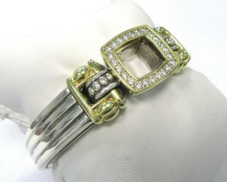 Lagos Caviar Heavy Sterling & 18K Gold Deco Diamond Bracelet - 1.  20 Cts TW 6.  5 