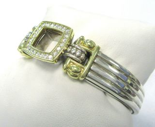 Lagos Caviar Heavy Sterling & 18K Gold Deco Diamond Bracelet - 1.  20 Cts TW 6.  5 