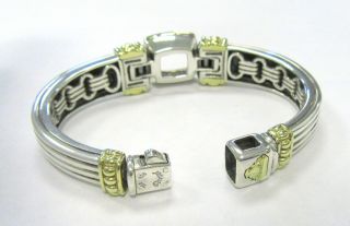 Lagos Caviar Heavy Sterling & 18K Gold Deco Diamond Bracelet - 1.  20 Cts TW 6.  5 