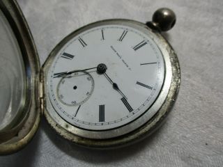 Antique 1882 Elgin Illinois KW KS Coin Silver Pocket Watch Size 18s Parts 3