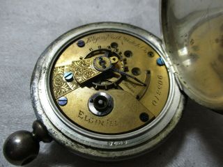Antique 1882 Elgin Illinois KW KS Coin Silver Pocket Watch Size 18s Parts 5