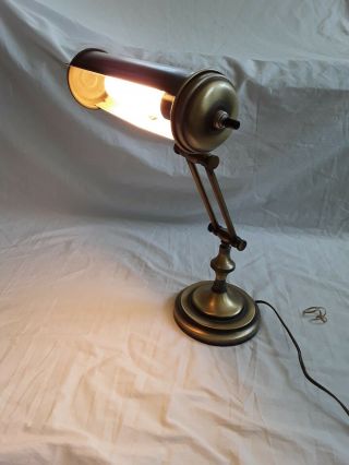 Vintage Underwriter Laboratories Portable Brass Desk Lamp L - 8300 - Great.